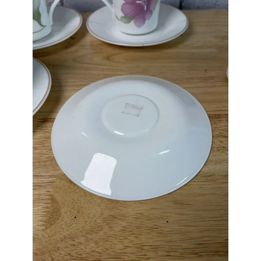 Corelle Corning PACIFICA Mugs And Saucer Set Of 4 Vintage